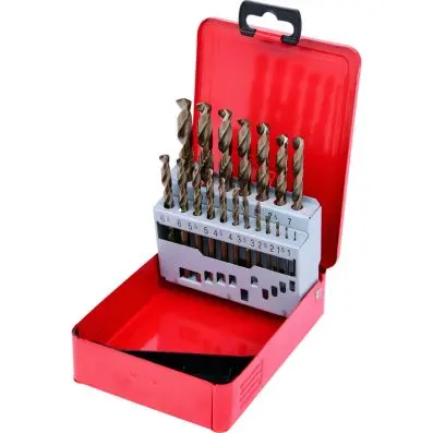 HSS-G Co 5 Twist drill set, in metal cas e 19 pcs 1-10mm 