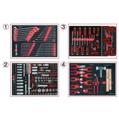 Set of universal system inserts for 4 dr awers with 251 premium tools 