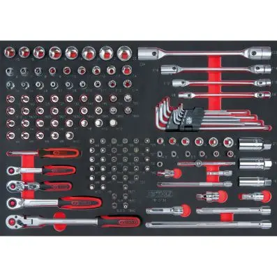 SCS CHROMEplus 1/4"+3/8" Socket set, 136 pcs, 1/1 system insert 