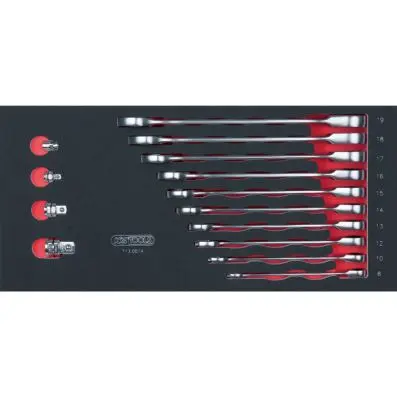 SCS GEARplus ratchet combination spanner set, 14 pcs, 1/3 system insert 