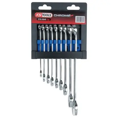 CHROMEplus Combination spanner set, offs et, 9 pcs 