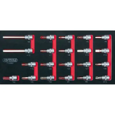 SCS 3/8" Bit socket set, 21 pcs, 1/3 sys tem insert 