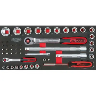 SCS 1/4"-1/2'' Socket set, 47 pcs, 1/3 s ystem insert 