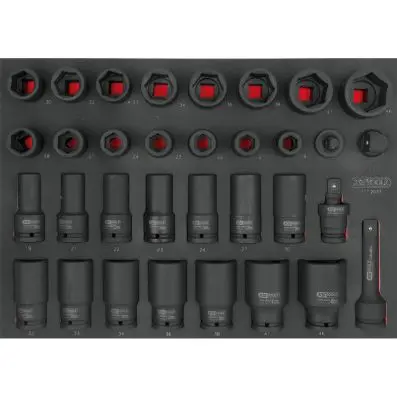 SCS 3/4" impact socket set, 33 pcs, 1/1 system insert 