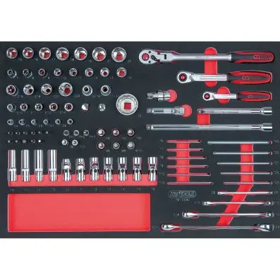SCS CHROMEplus 1/4"+1/2" Socket set, 90 pcs, 1/1 system insert 