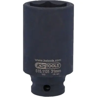 1/2" Hexagon impact socket, deep, 31mm 