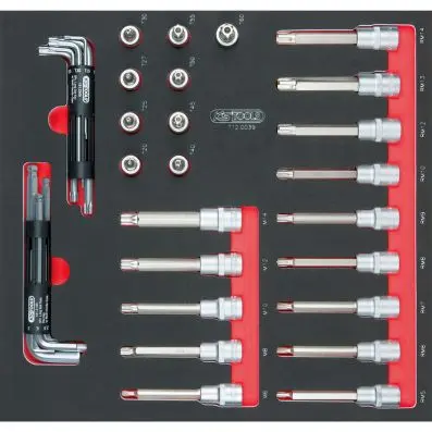 SCS 1/2" Socket set, 39 pcs, 2/3 system insert 