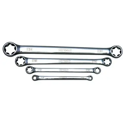 CHROMEplus Double ring spanner set for T orx E-Profile, 4 pcs 