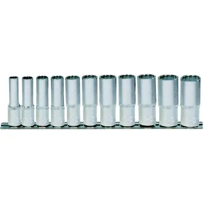 3/8" 12 Point socket set, deep, 11 pcs 