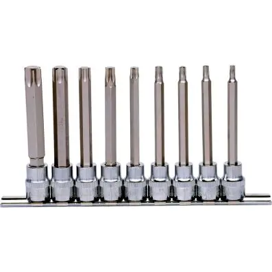 3/8" CHROMEplus Bit socket set Torx, lon g, 9 pcs T20-T60 
