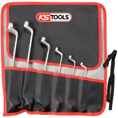 Double ring spanner set for Torx E profi le, offset, 6 pcs 