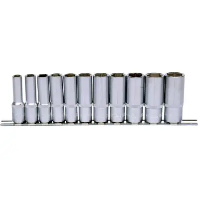3/8" hexagonal socket set, deep, 11 pcs, 8-19mm 