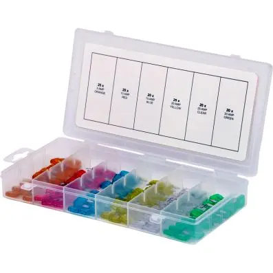 Automotive mini fuses assortment, 5-30A, 120 pcs 