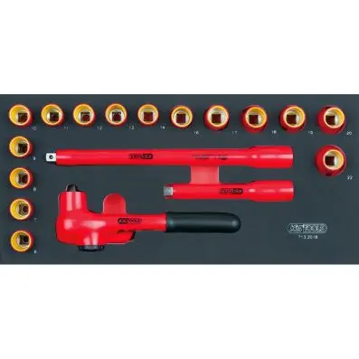 SCS 3/8" VDE socket wrench set, 18 pcs, 1/3 system insert 