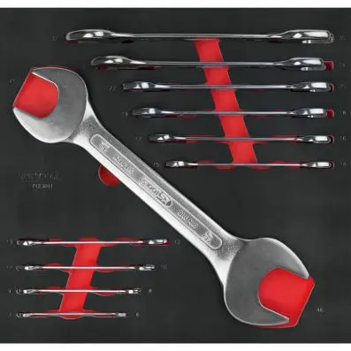 SCS Double open ended spanner set, 11 pc s 6-41mm, 2/3 system insert 