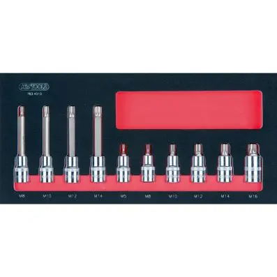 SCS CHROMEplus Bit socket set XZN,, 1/2" , 10 pcs, 1/3 system insert 