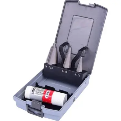 HSS Co Cone cutter set, in plastic case 4 pcs 