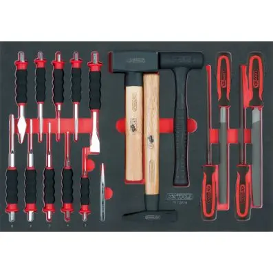 File, chisel and hammer set, 18 pcs, 1/1 system insert 
