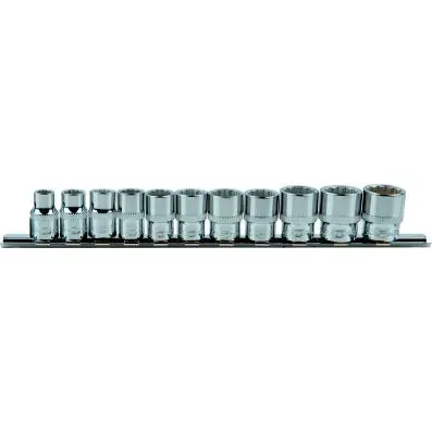 3/8" CHROMEplus 12 Point socket set, 11 pcs 8-19mm 