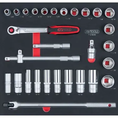SCS 1/2" Socket set, 30 pcs, 2/3 system insert 