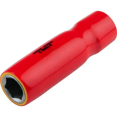 3/8" socket with protective insulation, long, 13 mm 