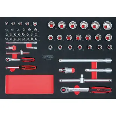SCS 1/4"+1/2" Socket set, 58 pcs, 1/1 sy stem insert 