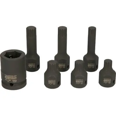 1/2" Impact bit socket set for spline (X ZN) screws, 7 pcs M14-M18 