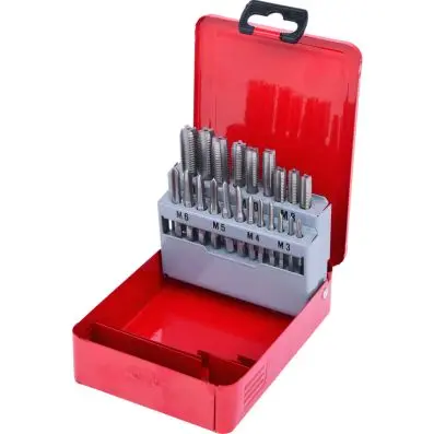 HSS CO hand drill tap set M, in metal ca se 21 pcsM3-M12 