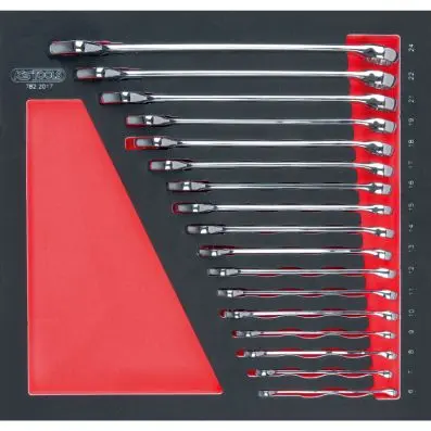 SCS CHROMEplus Combination spanners set, 17 pcs, 2/3 system insert 