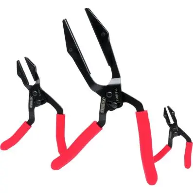Stepless hose clamp pliers set, angled, 3 pcs. 