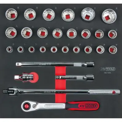 SCS CHROMEplus 1/2" Socket set, 29 pcs, 2/3 system insert 