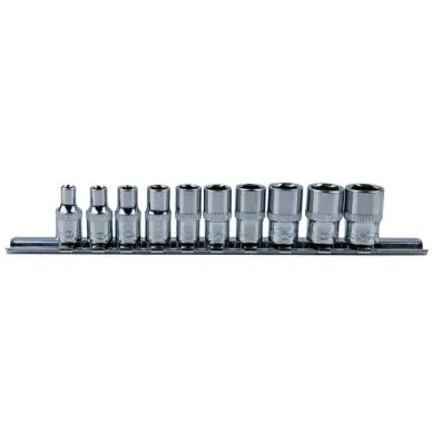 1/4" CHROMEplus Hexagonal socket set, 10 pcs 4-13mm 