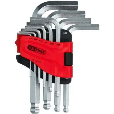 Ball ended hexagon key wrench set, 10 pc s., short, 1/16"-3/8" 