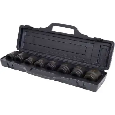 3/4" Hexagon impact socket set, 8 pcs, s hort, 24-38mm 