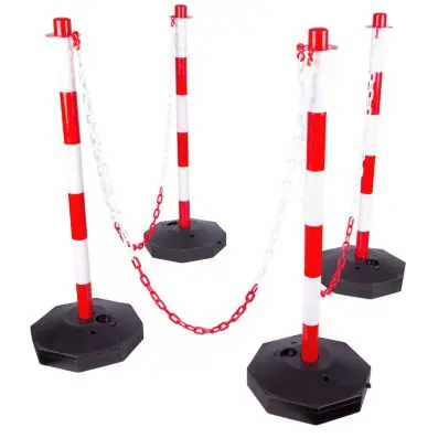Set of bollards with chain, 9 pcs. 