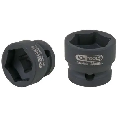 1/2" hexagon impact socket, extra short, 24.0 mm 