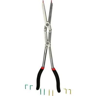 Double joint securing pliers for externa l retaining rings with replaceable tops 