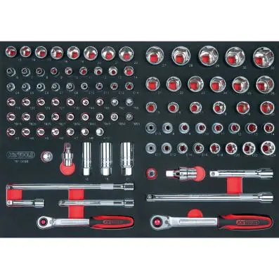 SCS CHROMEplus 3/8"+1/2" Socket set, 98 pcs, 1/1 system insert 