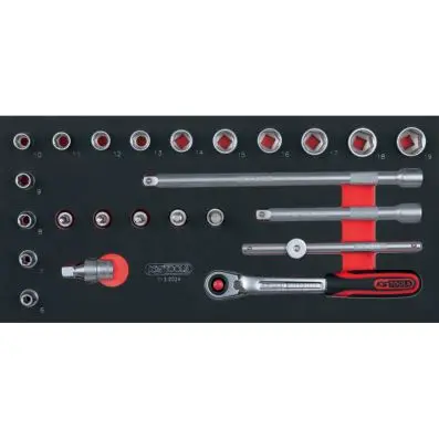 SCS Socket set, 3/8", 24 pcs, 1/3 system insert 