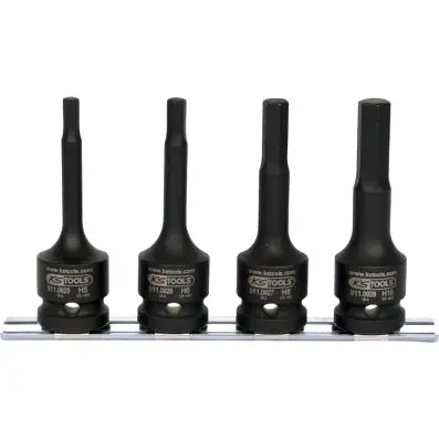 1/2" Impact bit socket set, long, 4 pcs 