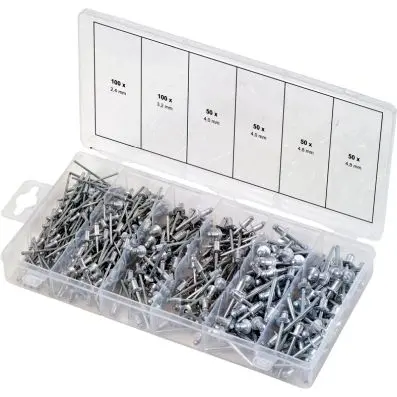 Blind rivets assortment, 2.4-3.2-4-4.8, 400 pcs 