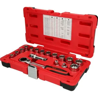 3/8"+1/2" TRIPLEplus Go through socket s et, 17 pcs 