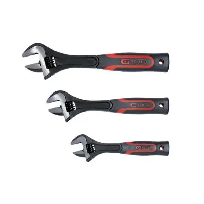 Adjustable spanner set with dual compone nt comfort grip handle, 3 pcs 