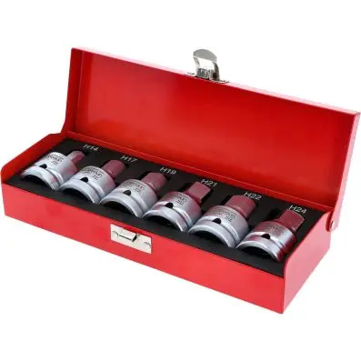 3/4" impact bit socket set, hex, 6 pcs, 14-24mm 