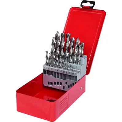 HSS-G Twist drill set, in metal case, 25 pcs 1-13mm 
