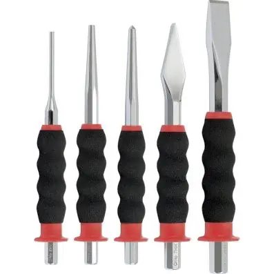 Chisel and punch set, CrMo, 5 pcs 