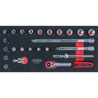 SCS CHROME<span class="plus">plus</span> ® Socket set, 3/8", 24 pcs, 1/3 system i 