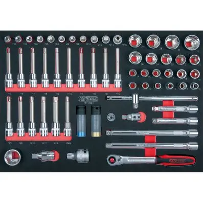 SCS CHROMEplus 1/2" Socket set, 61 pcs, 1/1 system insert 