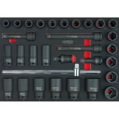 3/4" SCS impact socket wrench set, 31 pc s, 1/1 system inset 