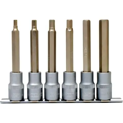 1/2" Bit socket set hexagon, long, 6 pcs 